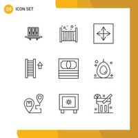 Aktienvektor-Icon-Pack mit 9 Zeilenzeichen und Symbolen für bearbeitbare Vektordesign-Elemente der Kinderbrowser-App der Treppenschnittstelle vektor