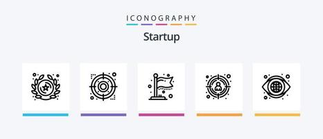 Startup Line 5 Icon Pack inklusive Hülle. Fokus. Einstellung. Ziel. Pfeil. kreatives Symboldesign vektor