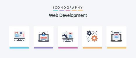 Webentwicklung Flat 5 Icon Pack inklusive Programmierung. html. Bedienung. Kodierung. Netz. kreatives Symboldesign vektor