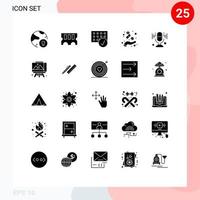 moderner Satz von 25 soliden Glyphen-Piktogrammen von bearbeitbaren Vektordesign-Elementen für Medizin-Handcomputer-Arzneimittel-Hardware vektor