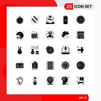 universell ikon symboler grupp av 25 modern fast glyfer av frukt elektricitet ekonomi elektrisk avgift redigerbar vektor design element