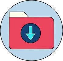 Download-Ordner auf kreisförmigem Hintergrund vektor