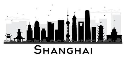 shanghai stadssilhuett svart och vit siluett. vektor