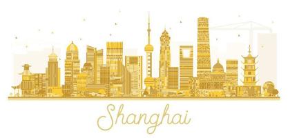 shanghai stadt skyline goldene silhouette. vektor