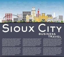 sioux stad iowa horisont med Färg byggnader, blå himmel och kopia Plats. vektor