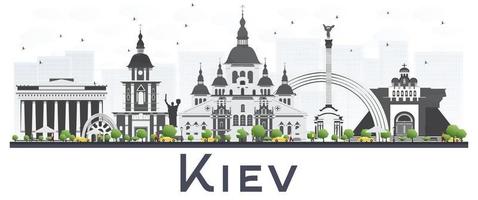 kiev ukraina stad horisont med grå byggnader isolerat på vit bakgrund. vektor