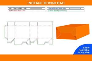 verpackung auto bottom lock tuck top box dieline und 3d box vektor