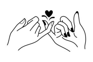 kärlek hand förbi hand teckning. vård symbol. vektor