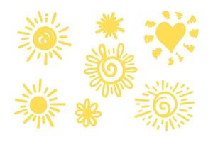 satz von doodle sun.design-elementen. Vektor-Illustration. vektor