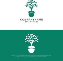 Baum-Logo-Icon-Template-Design. runde gartenpflanze natürliches liniensymbol. grüner Zweig mit Blättern Geschäftszeichen. Vektor-Illustration. vektor