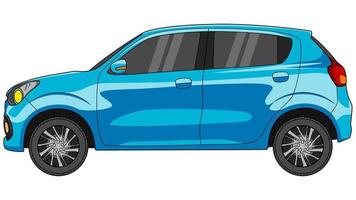 kleines Hatchback-Auto in hellem Farbvektor, realistische flache helle Farbvektorillustration des Autos vektor