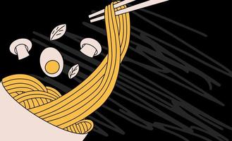 Banner, Hintergrund mit chinesischen Nudeln, Ramen. vektorillustration, vorlage für website, werbung vektor