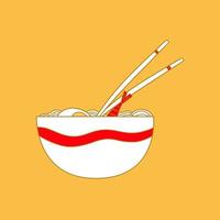 Ramen nudel soppa. japansk populär maträtt. vektor illustration