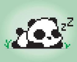 8-Bit-Pixel-Panda schläft. Tiere für Spielmaterial und Kreuzstichmuster in Vektorgrafiken. vektor