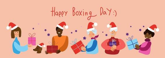 xmas eve. boxning dag. jul gåvor. ny år firande, begrepp baner vektor platt illustration