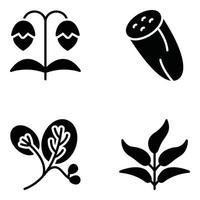 naturlig frukt och växter ikoner vektor