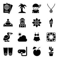 uppsättning av hawaii kultur ikoner vektor