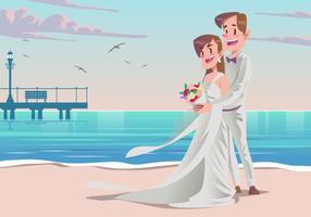 Ein Paar an ihrem Strand Hochzeit Vektor