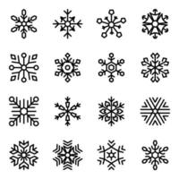 packa av dekorativ snöflingor linje ikoner vektor