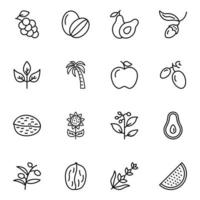 Packung mit Symbolen für natürliche Früchte vektor