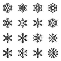 Packung mit geometrischen Schneeflockenelementen Liniensymbole vektor