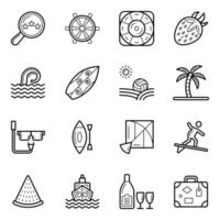 sommer- und ferienspaß-icons-pack vektor