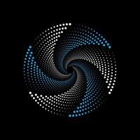 blau-weiß gepunktete spiralförmige Wirbelkreis-Vektorillustration vektor