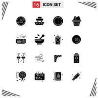 Stock Vector Icon Pack mit 16 Zeilen Zeichen und Symbolen für Geräte Postschiff Warenkorb Info editierbare Vektordesign-Elemente