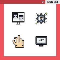 4 universelle gefüllte flache Farbzeichen Symbole der App-Prise entwickeln computerbearbeitbare Vektordesign-Elemente für Ausrüstung vektor