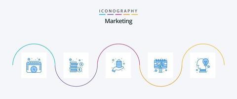 marknadsföring blå 5 ikon packa Inklusive kreativ. tecken styrelse. presentation. anslagstavla. annons vektor