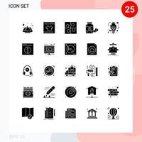 Gruppe von 25 soliden Glyphenzeichen und Symbolen für bearbeitbare Vektordesign-Elemente für Arzneimittel, Pilleneinkauf, Medizinlösung vektor