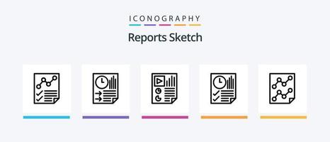 rapporter skiss linje 5 ikon packa Inklusive brev. data. Rapportera. Rapportera. sida. kreativ ikoner design vektor