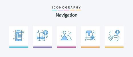 Navigation Blue 5 Icon Pack inklusive Standort. Karte. Camping. Lage. Buchen. kreatives Symboldesign vektor