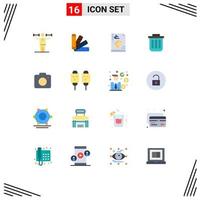 uppsättning av 16 modern ui ikoner symboler tecken för kan korg swatch skräp spela redigerbar packa av kreativ vektor design element