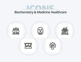 Biochemie und Medizin Healthcare Line Icon Pack 5 Icon Design. Rohr. Elemente. DNA. Tisch. die Gesundheit vektor