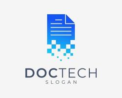 Dokumentdatei Papierkram Formular Ordner Pixel Digitaltechnik Effekt futuristisches Vektor-Logo-Design vektor