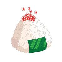 vektor illustration av onigiri. japansk snabb mat tillverkad av ris med fyllning, gjuten i de form av en triangel i inte jag heller tång.