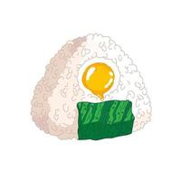 vektor illustration av onigiri. japansk snabb mat tillverkad av ris med fyllning, gjuten i de form av en triangel i inte jag heller tång.