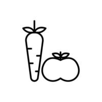 äpplen och morötter ikon illustration. lämplig för friska mat. linje ikon stil. ikon relaterad till kondition. enkel vektor design redigerbar