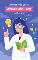 affisch för internationella dagen för kvinnor och flickor i vetenskap vektor