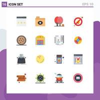 Set mit 16 kommerziellen flachen Farben für Snack-Aktivitäten ohne Ping editierbares Paket mit kreativen Vektordesign-Elementen vektor