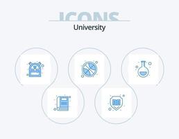 universitet blå ikon packa 5 ikon design. labb. väska. sporter. basketboll vektor