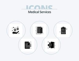 medicinsk tjänster glyf ikon packa 5 ikon design. recept. sjukhus. medicinsk. dokumentera. Rapportera vektor
