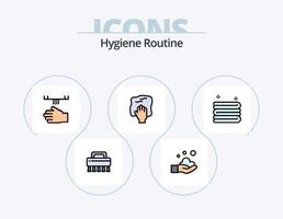 Hygiene-Routine-Linie gefüllt Icon Pack 5 Icon-Design. Reinigung. Becken. Bad. Handtuch. reinigen vektor