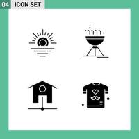 universell ikon symboler grupp av 4 modern fast glyfer av Sol wiFi matlagning bbq grill far redigerbar vektor design element