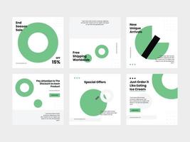 uppsättning av grön cirkel minimal posta fyrkant baner och social media posta mall vektor