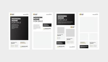 Set aus braunem Rollup-Banner für Immobilienaufsteller und Social-Media-Story-Vorlage vektor
