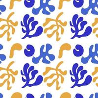 Nahtloses Vektormuster mit abstrakten Formen im Matisse-Stil. handgezeichnete ausgeschnittene silhouetten von zweigen, blobs, korallen. zeitgenössischer gekritzelkunsthintergrund vektor