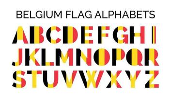 belgien flagga alfabet brev en till z kreativ design logotyper vektor