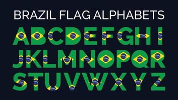Brasilien flagga alfabet brev en till z kreativ design logotyper vektor